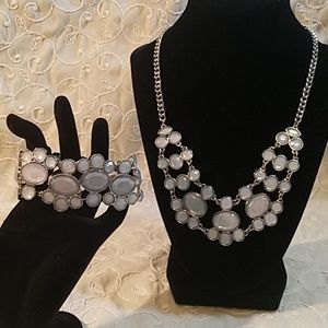 Baby blue necklace and bracelet set